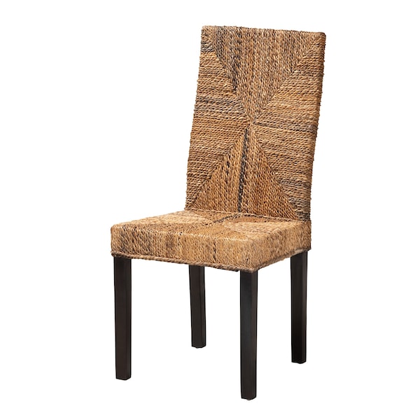 Baxton Studio Laymi Modern Bohemian Dark Brown Mahogany Wood and Banana Fiber Dining Chair 228-13137-ZORO - main